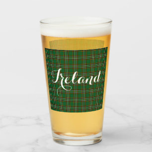 Irish National Tartan & Customizable Text Glass