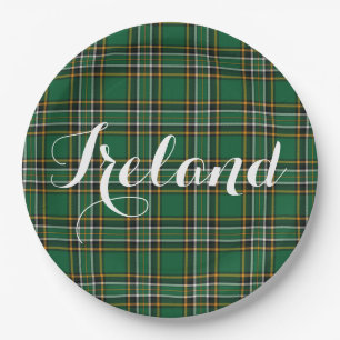 Irish National Tartan & Customizable Text Paper Plate