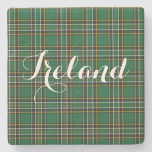 Irish National Tartan & Customizable Text Stone Coaster