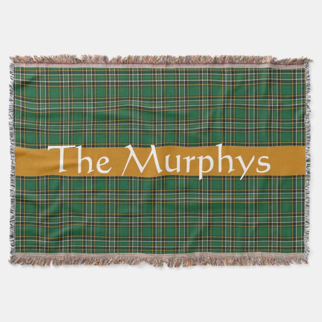 Irish National Tartan  Personalized  Throw Blanket (Front)
