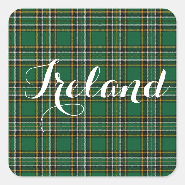 Irish National Tartan Plaid Personalized Square Sticker (Front)