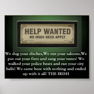 Irish need not apply poster