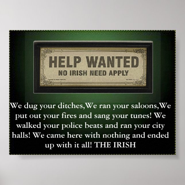 Irish need not apply poster (Front)