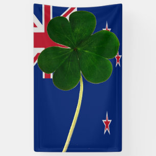 Irish New Zealand Flag Shamrock Clover St. Patrick Banner