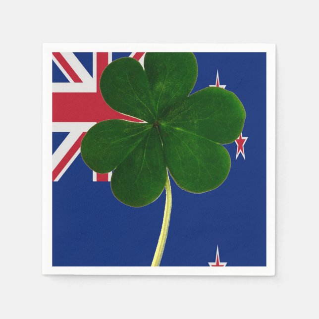 Irish New Zealand Flag Shamrock Clover St. Patrick Napkin (Front)