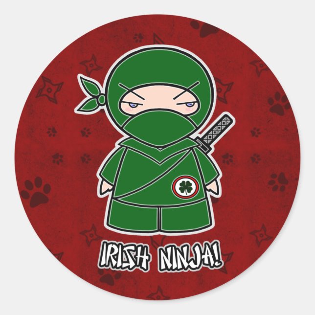 Irish Ninja! In Red Sticker (Front)