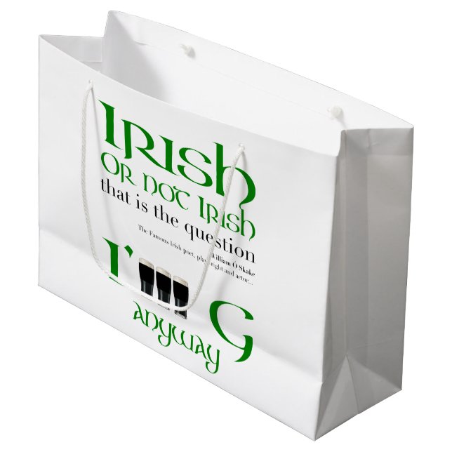 Irish not Irish Original St Patrick Grand sac cade (Devant Angle)