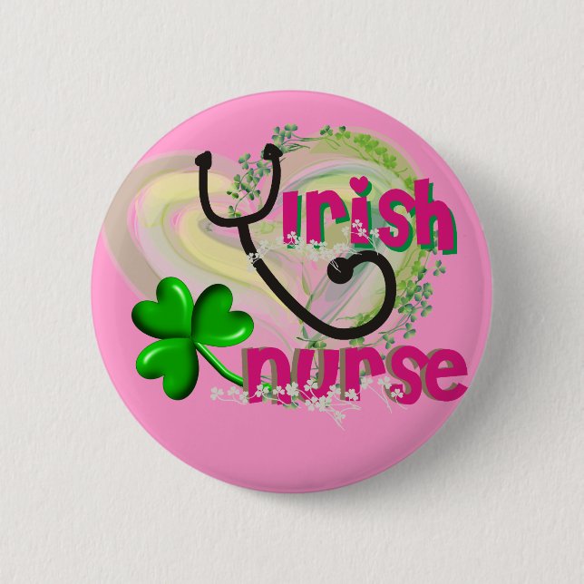 Irish Nurse Artsy Heart Gifts 2 Inch Round Button (Front)