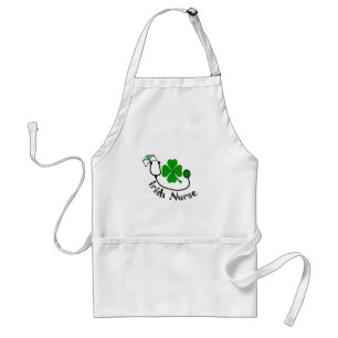 Irish Nurse Gifts, Green Clover Design Standard Apron