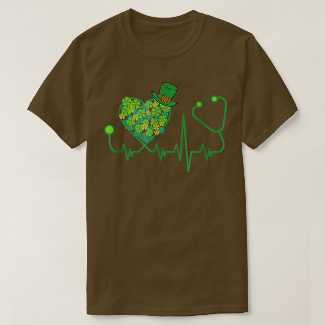 Irish Nurse St Patricks Day Tee Stethoscope & Hear (Design Front)
