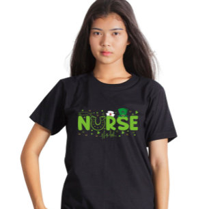 Irish Nurse Stethoscope Scrub Patricks Day Nurses T-Shirt