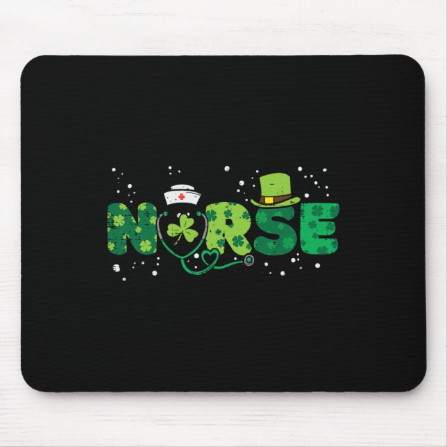 Irish Nurse Stethoscope Scrub St Patricks Day Nurs Mouse Pad (Front)