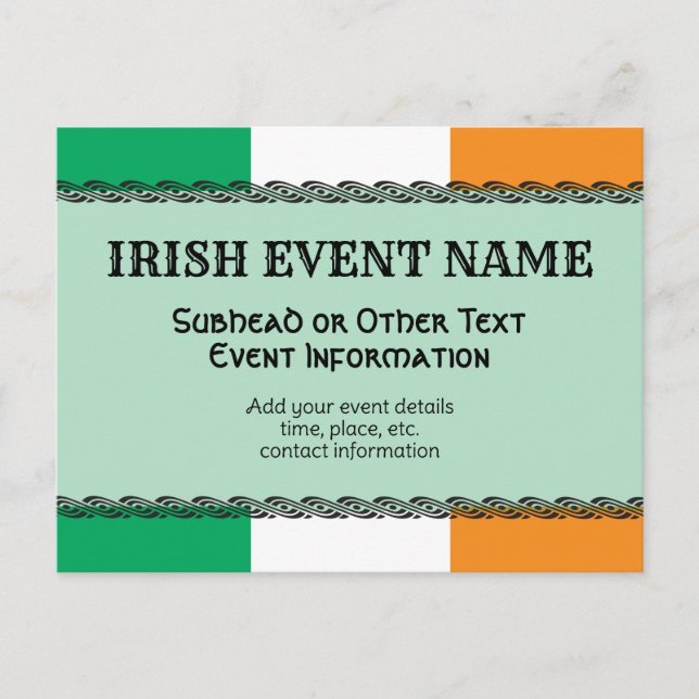 Irish or Ireland Theme Event Background Postcard (Front)