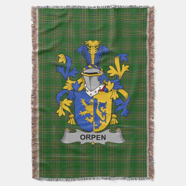  Irish Orpen Coat of Arms Family Crest Ireland Throw Blanket (Front Vertical)