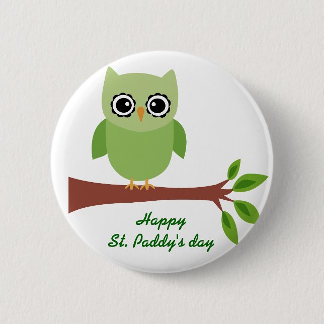 Irish Owl 2 Inch Round Button (Front)