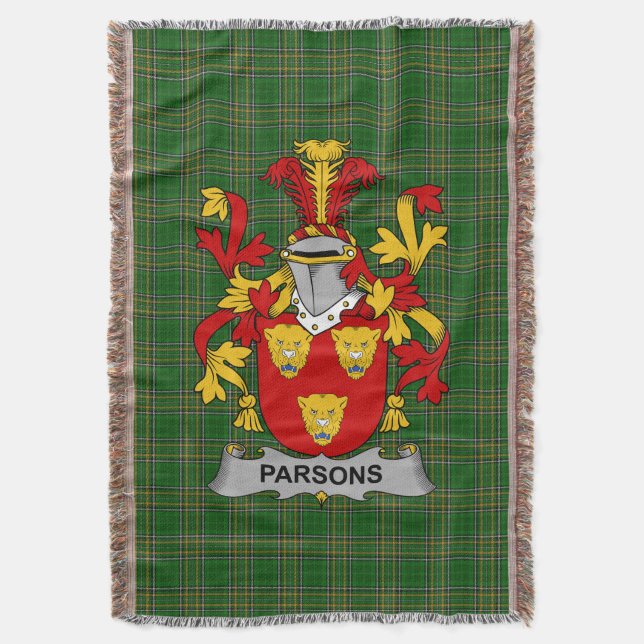  Irish Parsons Coat of Arms Family Crest Ireland Throw Blanket (Front Vertical)