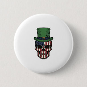 Irish Patriotic Skull Vintage Engraving Shirt Desi 2 Inch Round Button