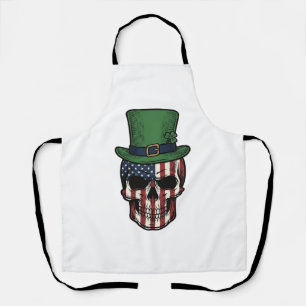 Irish Patriotic Skull Vintage Engraving Shirt Desi Apron