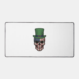 Irish Patriotic Skull Vintage Engraving Shirt Desi Desk Mat