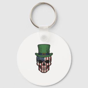 Irish Patriotic Skull Vintage Engraving Shirt Desi Keychain