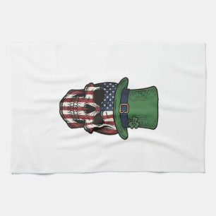 Irish Patriotic Skull Vintage Engraving Shirt Desi Kitchen Towel