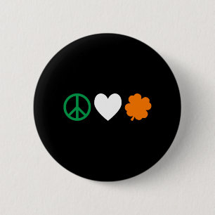 Irish Peace Love & Shamrocks 2 Inch Round Button
