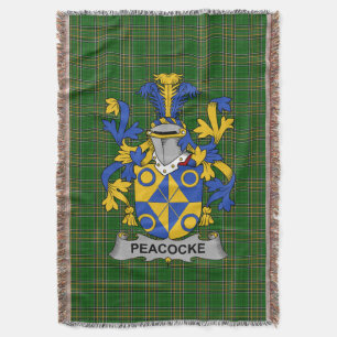 Irish Peacocke Coat of Arms Family Crest Ireland Throw Blanket