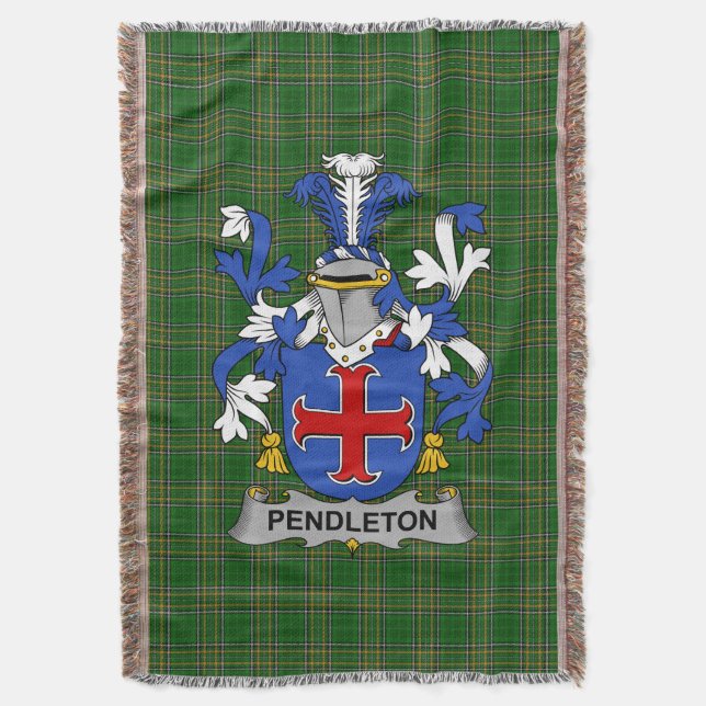  Irish Pendleton Coat of Arms Family Crest Ireland Throw Blanket (Front Vertical)