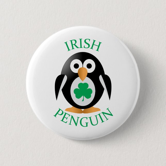 Irish penguin 2 inch round button (Front)