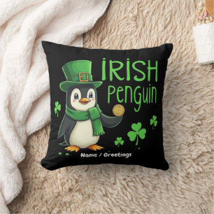 Irish Penguin A Lucky Blend of Fun, Humour, Charm Throw Pillow