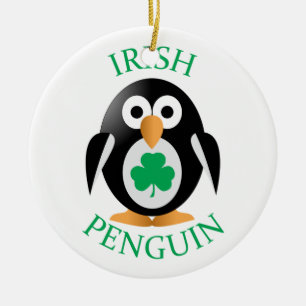Irish penguin ceramic ornament