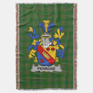  Irish Penrose Coat of Arms Family Crest Ireland Throw Blanket