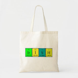 Irish periodic table patriotic tote bag
