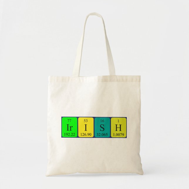 Irish periodic table patriotic tote bag (Front)