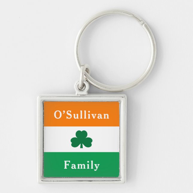 Irish Personalized Family Name Ireland Flag Keychain (Front)