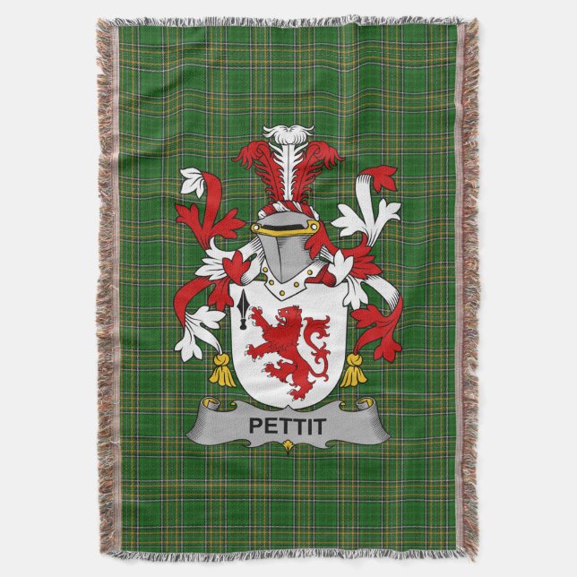  Irish Pettit Coat of Arms Family Crest Ireland Throw Blanket (Front Vertical)