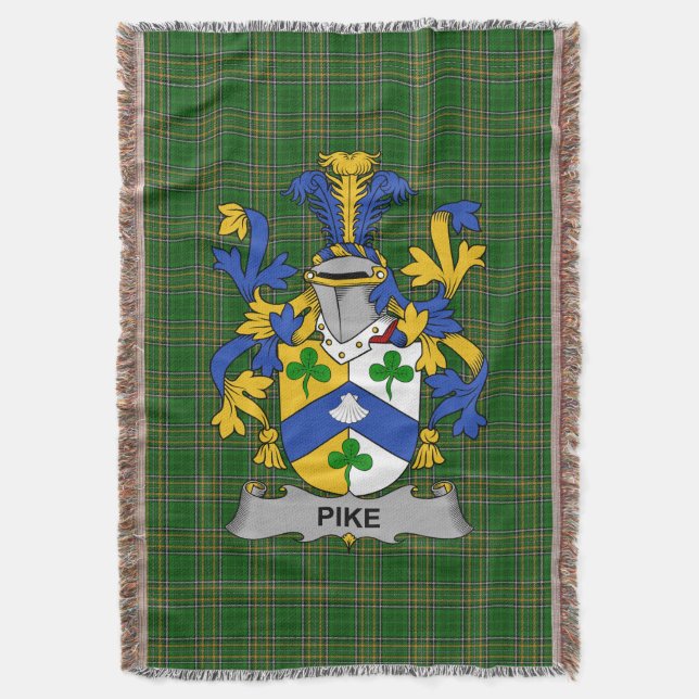  Irish Pike Coat of Arms Family Crest Ireland Throw Blanket (Front Vertical)