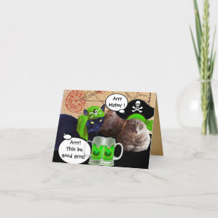 IRISH PIRATE CATS / ANTIQUE PIRATES TREASURE MAPS CARD