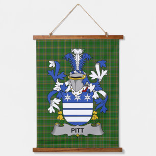Irish Pitt Coat of Arms Family Crest Hanging Tapestry