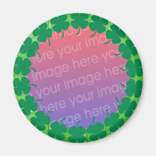irish plaid 4 leaf clover photo frame magnet
