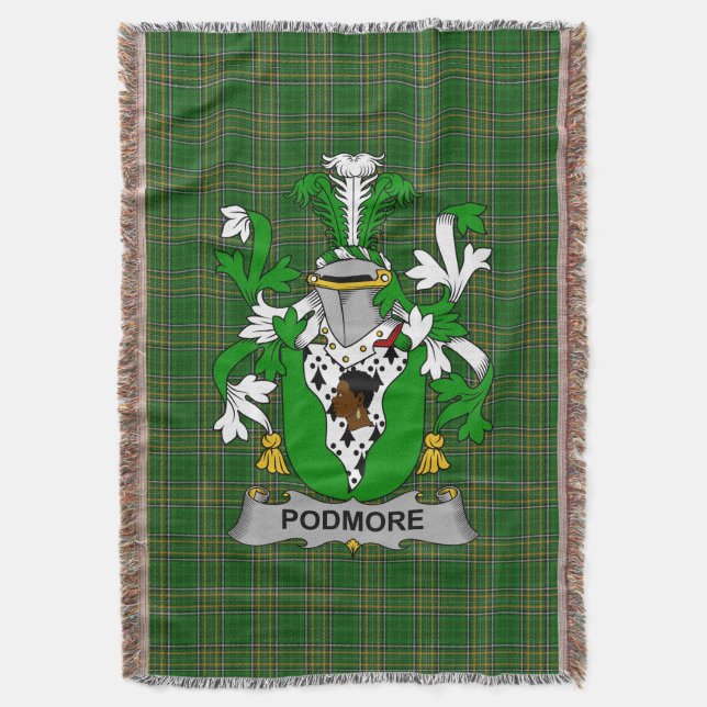  Irish Podmore Coat of Arms Family Crest Ireland Throw Blanket (Front Vertical)