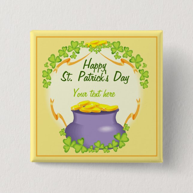 Irish Pot of Gold 2 Inch Square Button (Front)