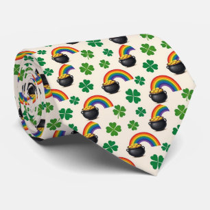 Irish Pot of Gold and Shamrock Tie