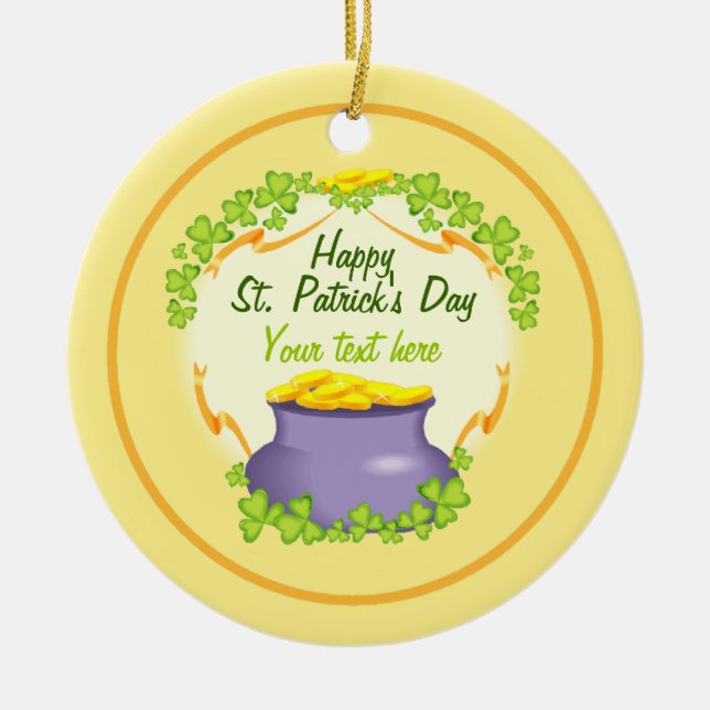 Irish Pot of Gold Ceramic Ornament (Front)