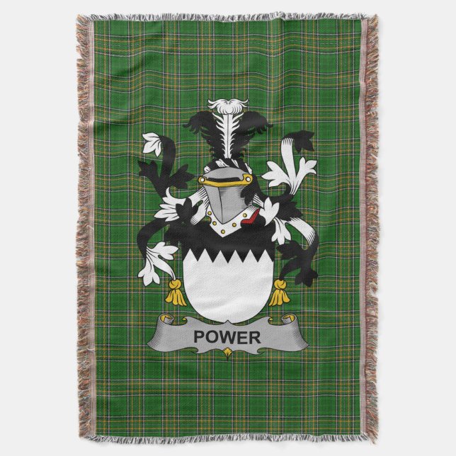  Irish Power Coat of Arms Family Crest Ireland Throw Blanket (Front Vertical)