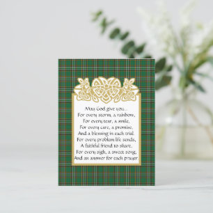Irish Prayer Celtic Border and Tartan Postcard