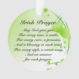 Irish Prayer Hearts and Shamrocks Custom Ornament