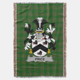 Irish Price Coat of Arms Family Crest Ireland Throw Blanket