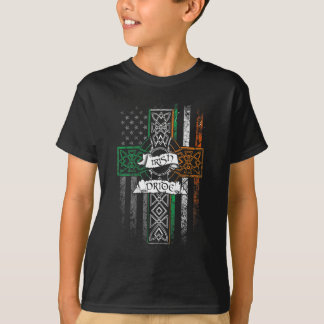 IRISH PRIDE American Flag Celtic Cross St Patricks T-Shirt