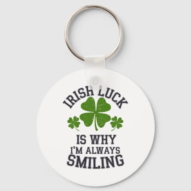 Irish Pride St Patricks Day Shenanigans Shamrock G Keychain (Front)
